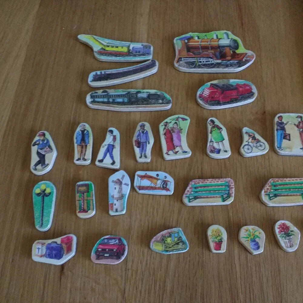 Melissa & Doug Wooden Used Magnetic Activity Board: Farm #13  +  Train #92 Used